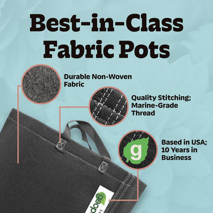 GeoPot 5 Gallon Fabric Grow Bags with Handles for Vegetables, Houseplants, Herbs & Flowers |