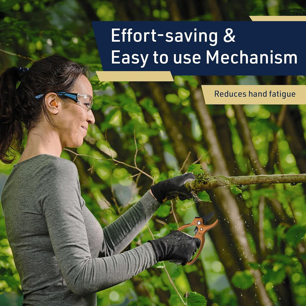Kings County Tools Ratcheting Hand Pruner | Extra Cutting Strength | Adjust Grip to Activate