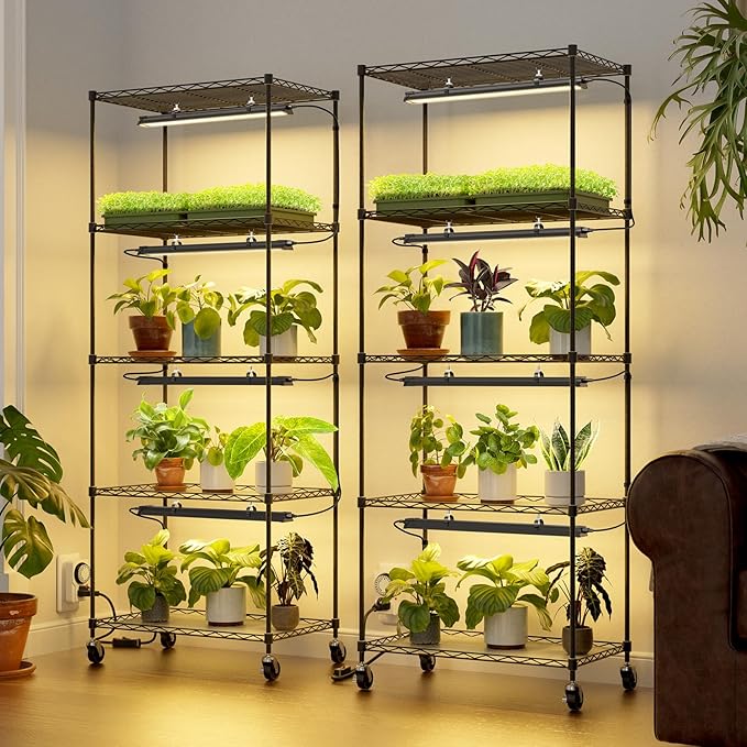Barrina CX91 5-Tier Plant Stand with Grow Lights for Indoor Plants, Metal Plant Shelf Display Rack