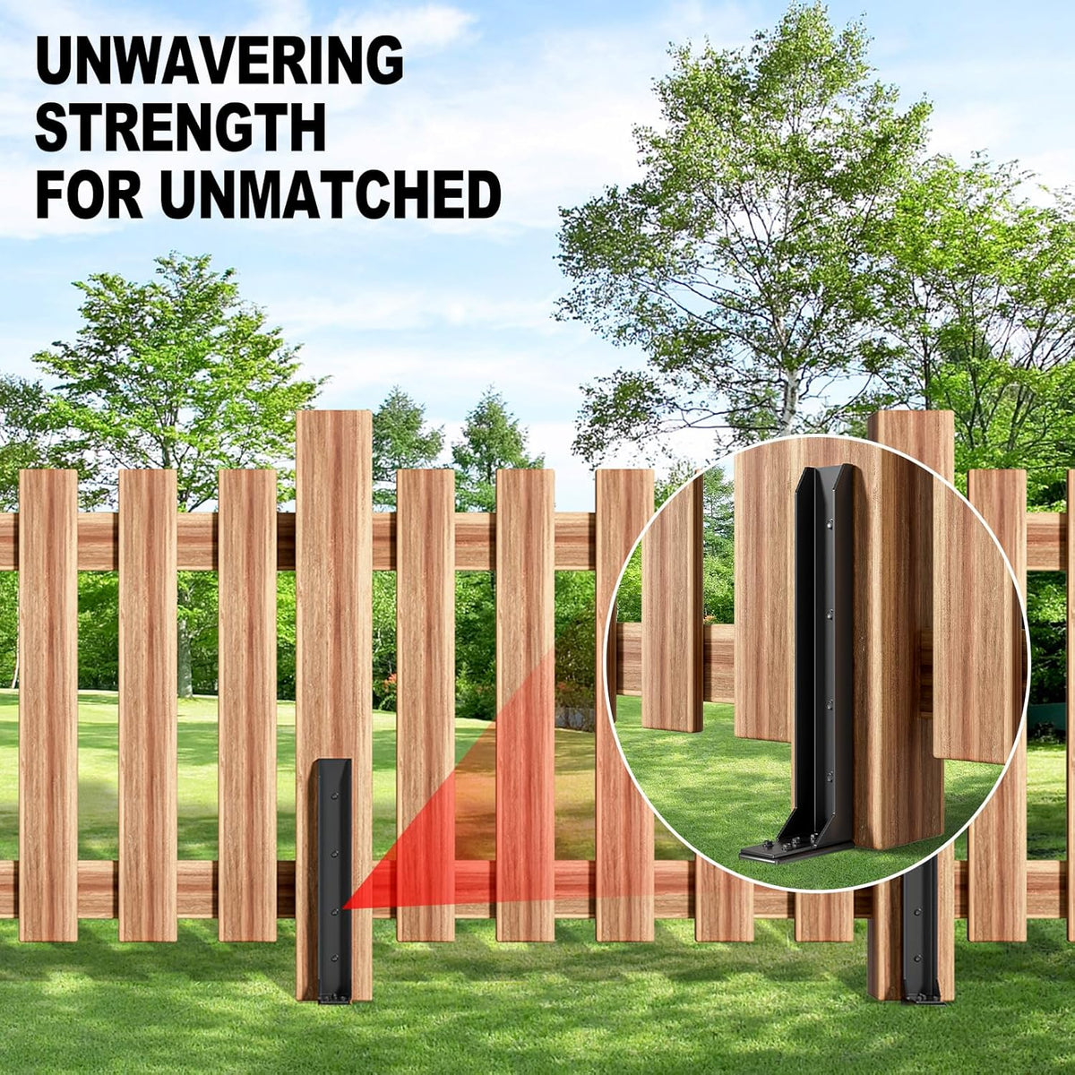 Fence Post Repair Kit，Heavy Duty Steel Fence Post Anchor Ground Spike ，Quick Fix Broken/Leaning