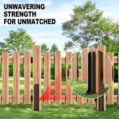 Fence Post Repair Kit，Heavy Duty Steel Fence Post Anchor Ground Spike ，Quick Fix Broken/Leaning