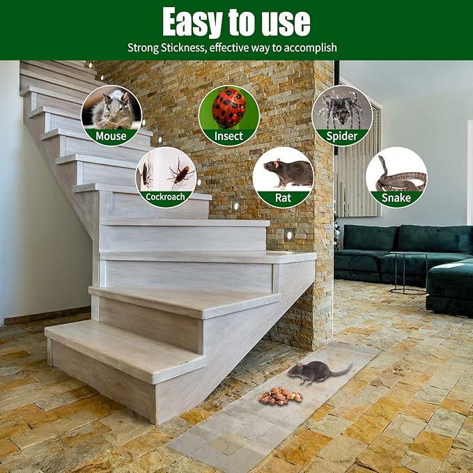 Qualirey 4 Pcs 47 Inch Ultra Large Sticky Mouse Glue Traps Sticky Rat Trap That Work for Rats