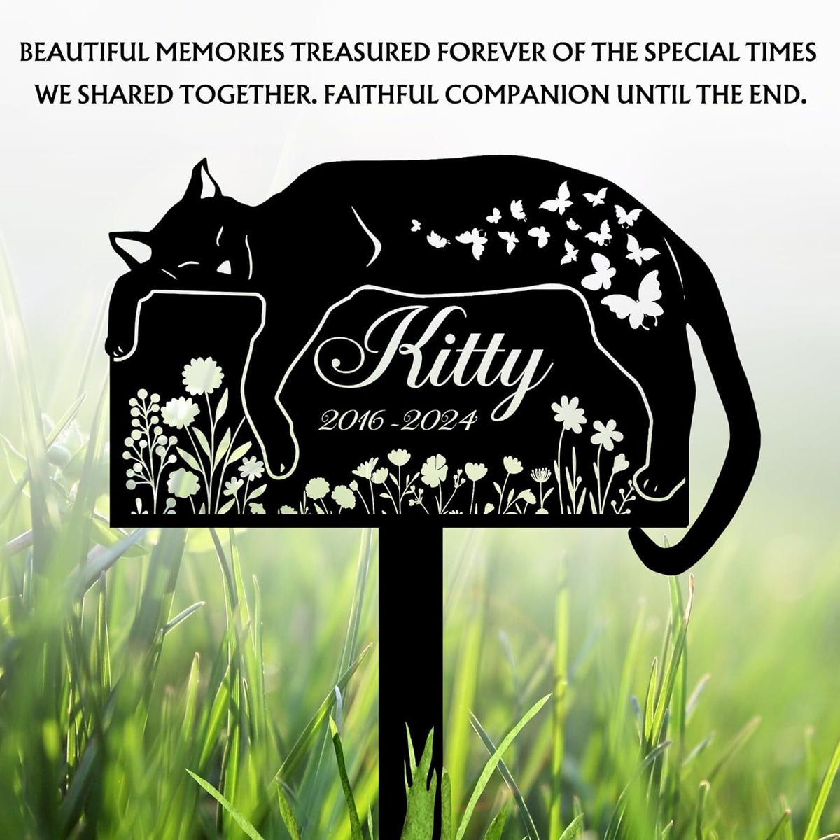 Personalized Cat Grave Marker – Custom Outdoor Pet Memorial Stone with Name and Years, Cat