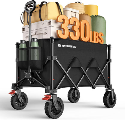 Wagons Carts Foldable, Collapsible Foldable Wagon 330lbs Capacity, Large Capacity Wagon Cart with