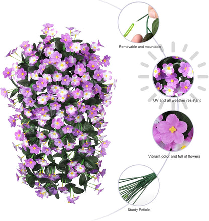HyeFlora 2PCS Artificial Fall Hanging Flowers for Outdoors, Faux Daisy Muns Plants Fake Silk Orchid
