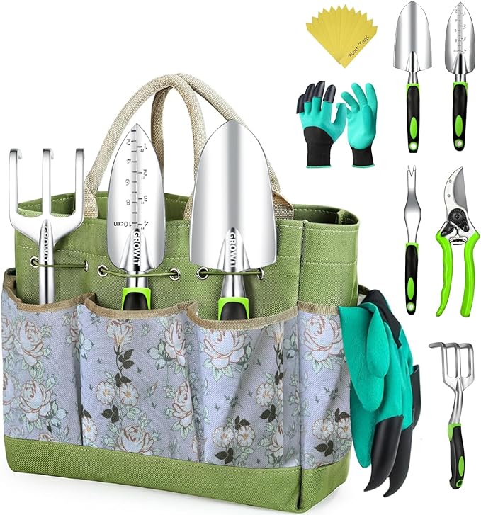 Heavy Duty Garden Tools 22 Pieces Floral Set - Rust Proof, Non-Slip, Durable Gardening Supplies