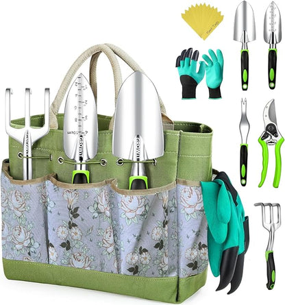 Heavy Duty Garden Tools 22 Pieces Floral Set - Rust Proof, Non-Slip, Durable Gardening Supplies