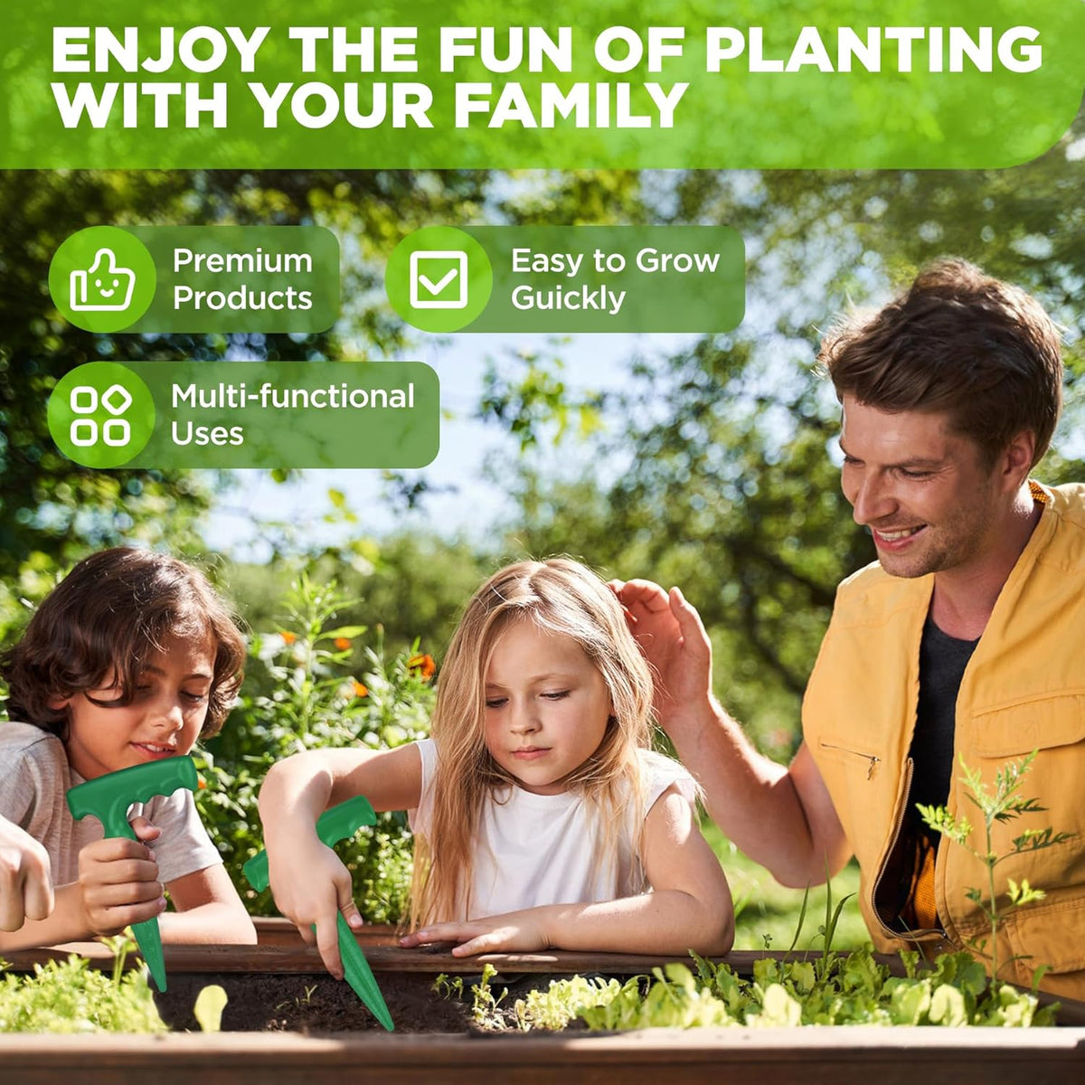 2pcs Seed Planter Tool, 6.9" Dibber Garden Tool, Plastic Seed Dibbler for Planting, Bulb Digger