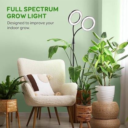 Dual Head Grow Light for Indoor Plants,Full Spectrum LED Halo Plant Lights with Stand, Floor