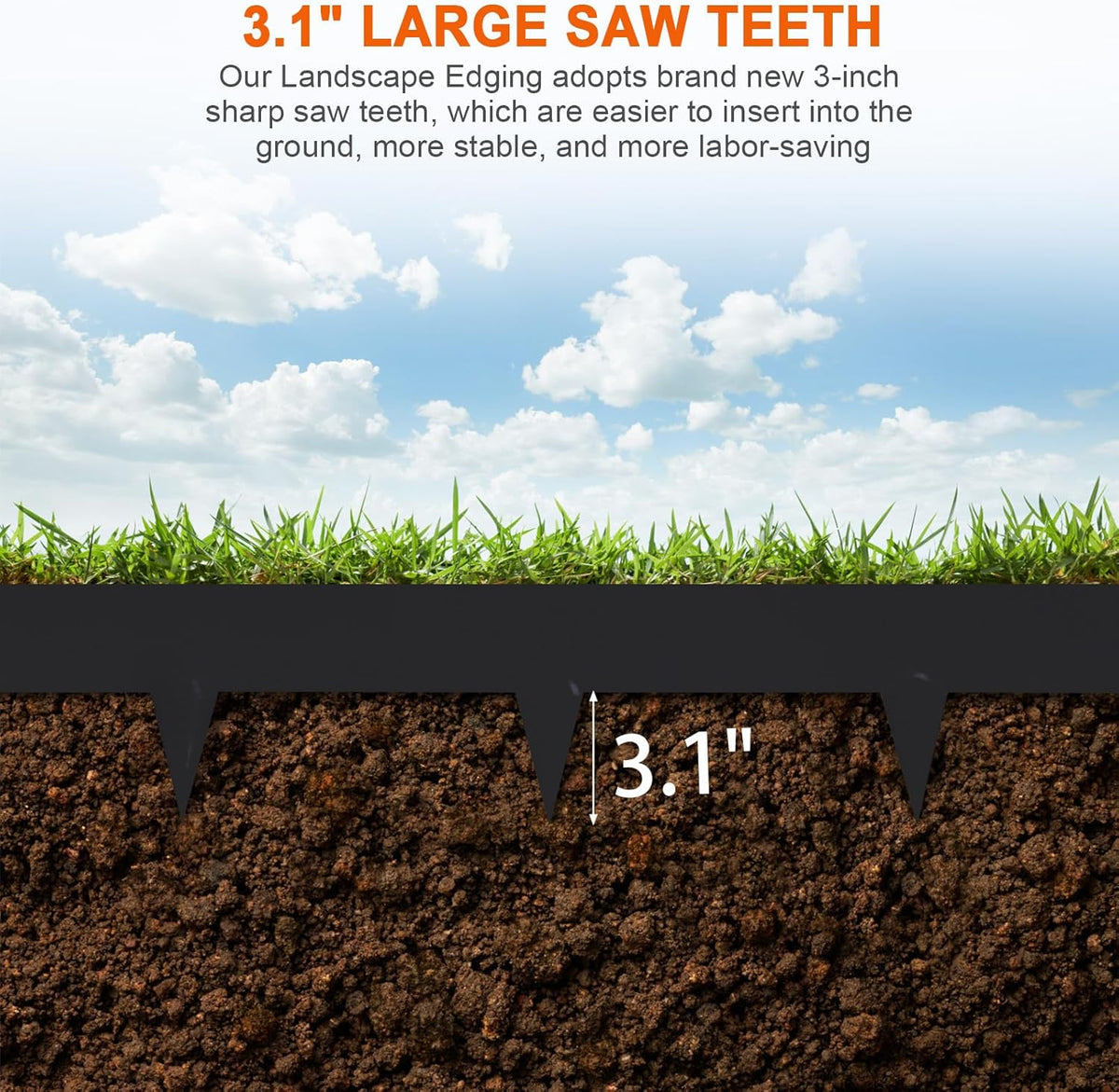 Metal Landscape Edging 42 Inch Strips, Steel Landscape Edging 6.3 Inch Depth, 6 Pack Hammer in