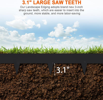 Metal Landscape Edging 42 Inch Strips, Steel Landscape Edging 6.3 Inch Depth, 6 Pack Hammer in
