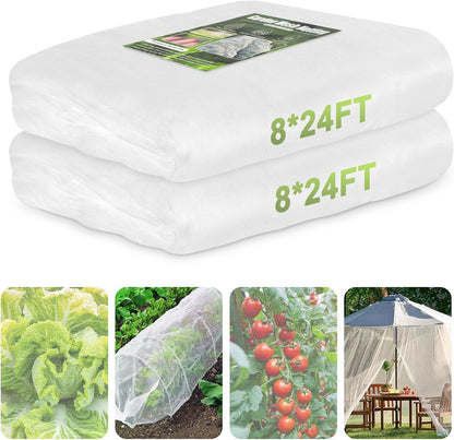 Garden Netting, 2 Pack 8x24Ft Ultra Fine Mesh Netting Pest Barrier Protection Bird Mosquito Net