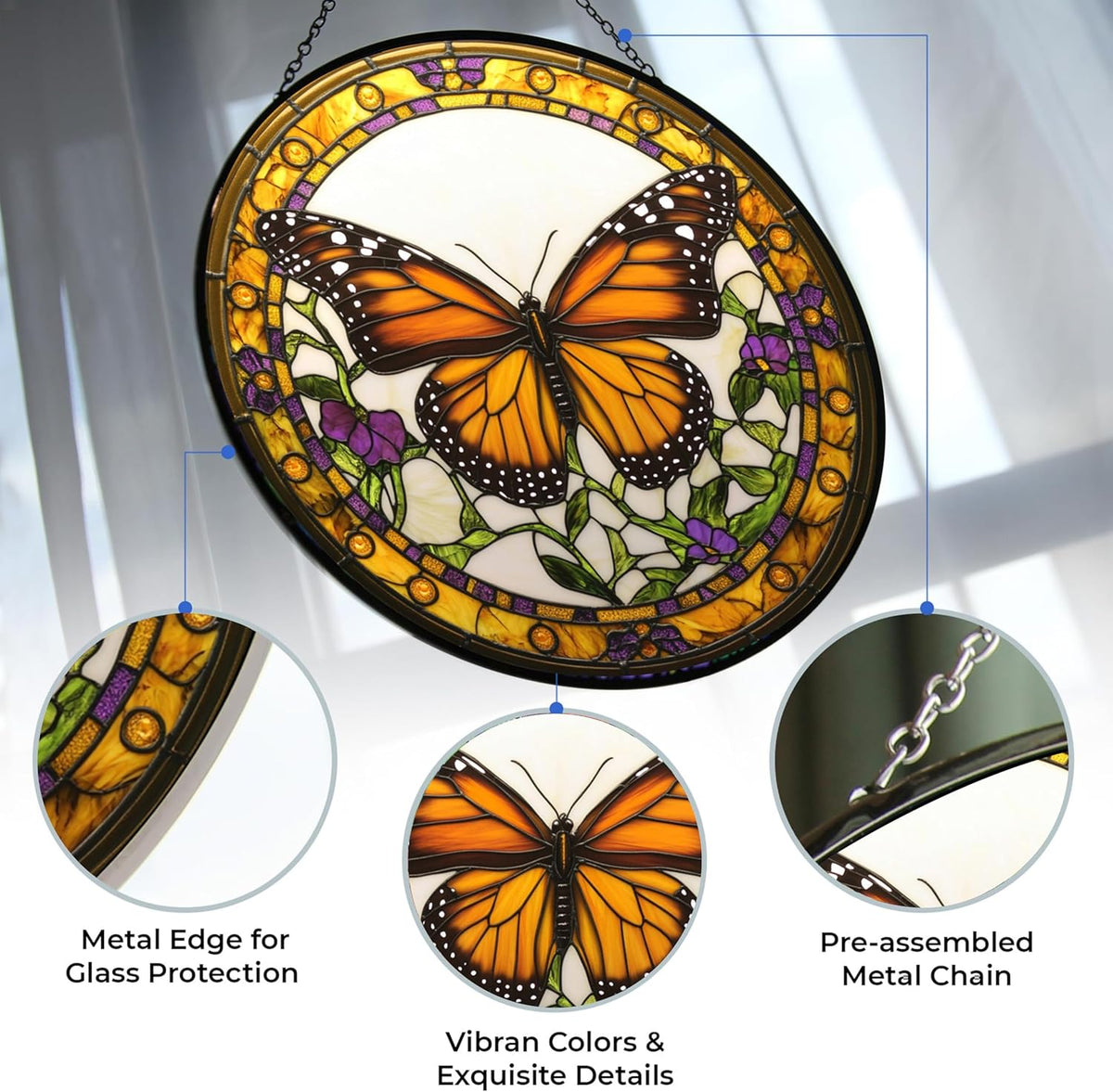 Monarch Butterfly Stained Glass Suncatcher Stained Glass Window Hangings Birthday Gift for Mom