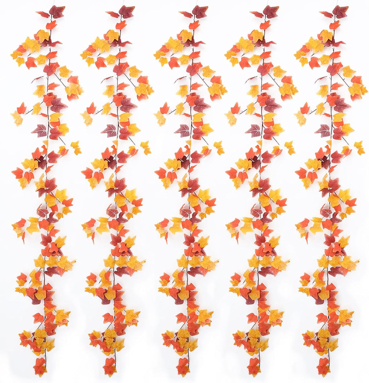 mizii 5 Packs 360" Artificial Vines Fall Ivy Garland Fake Vine Realistic Silk Leaves Faux Hanging