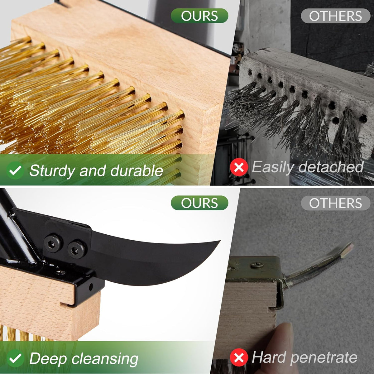 Walensee 3-in-1 Crack Weeder & Moss Remover Brush with 66.5-Inch Adjustable Handle, Weed Puller