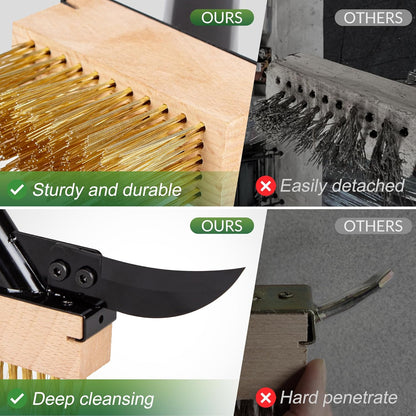 Walensee 3-in-1 Crack Weeder & Moss Remover Brush with 66.5-Inch Adjustable Handle, Weed Puller