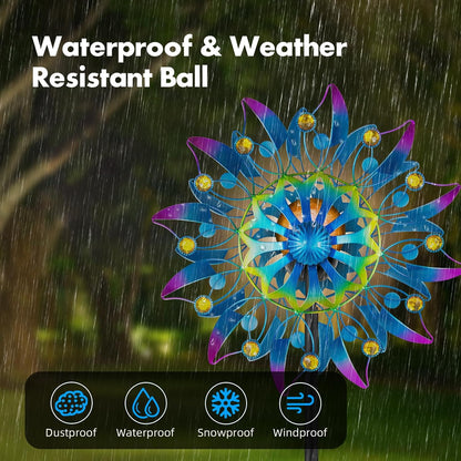 Solar Wind Spinner, Waterproof Outdoor Metal Wind Sculpture for Patio, Lawn & Garden Decor (Retro