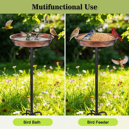Gtongoko Metal Bird Bath for Outdoors, 34" Tall Bird Bath with 12" Removable Bowl, Heavy Duty