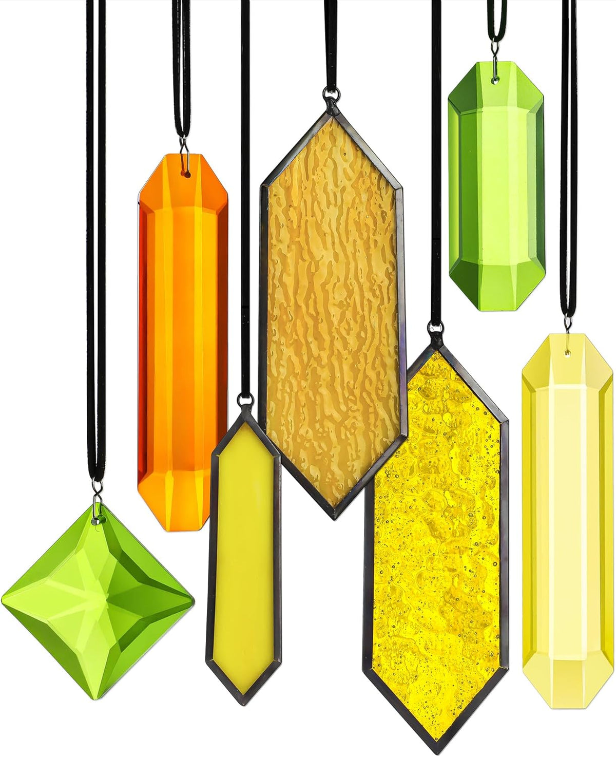 HDCRYSTALGIFTS 7pcs Crystal Sun Catchers for Windows Hanging - Stained Glass Suncatchers for Indoor
