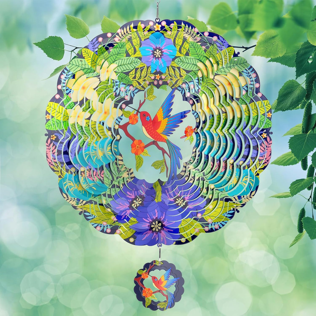 Wind Spinners - Hummingbird Wind Spinner for Yard and Garden, 12 Inches Large Metal Wind