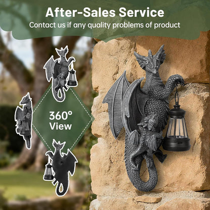 Solar Garden Decor Dragon Tree Hugger Garden Statues Lawn Ornaments for Outside Balcony Yard