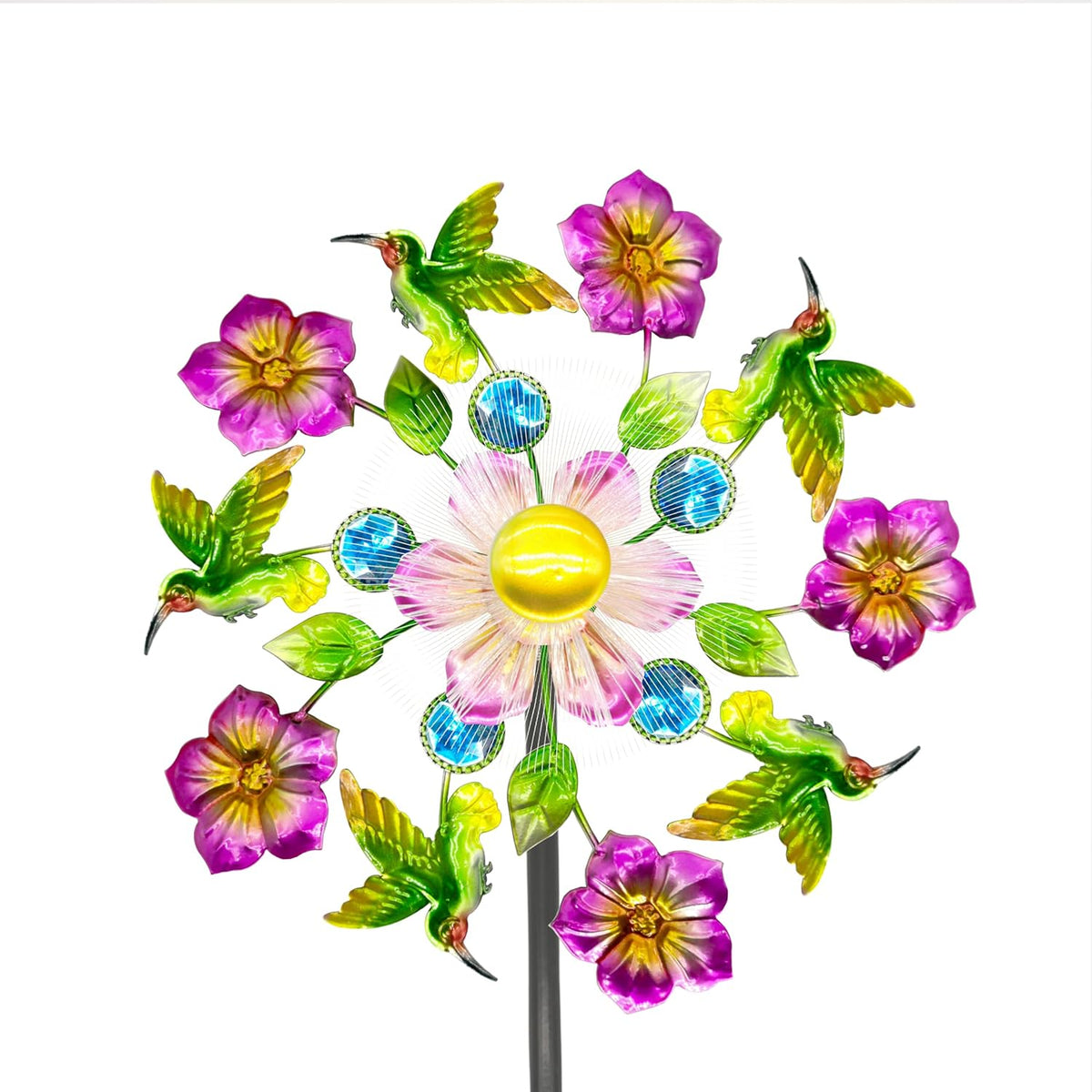 Solar Wind Spinners Outdoors for Yard and Garden - 40 Inch Metal Wind Sculpture, Outdoor Kinetic