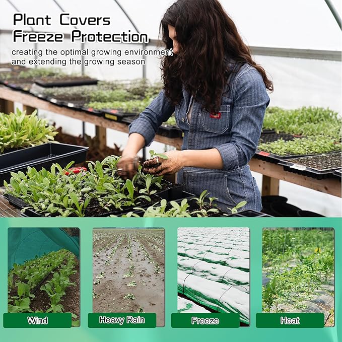 Plant Covers Freeze Protection 10FT x 33FT,Reusable Garden Fabric Floating Row Cover for