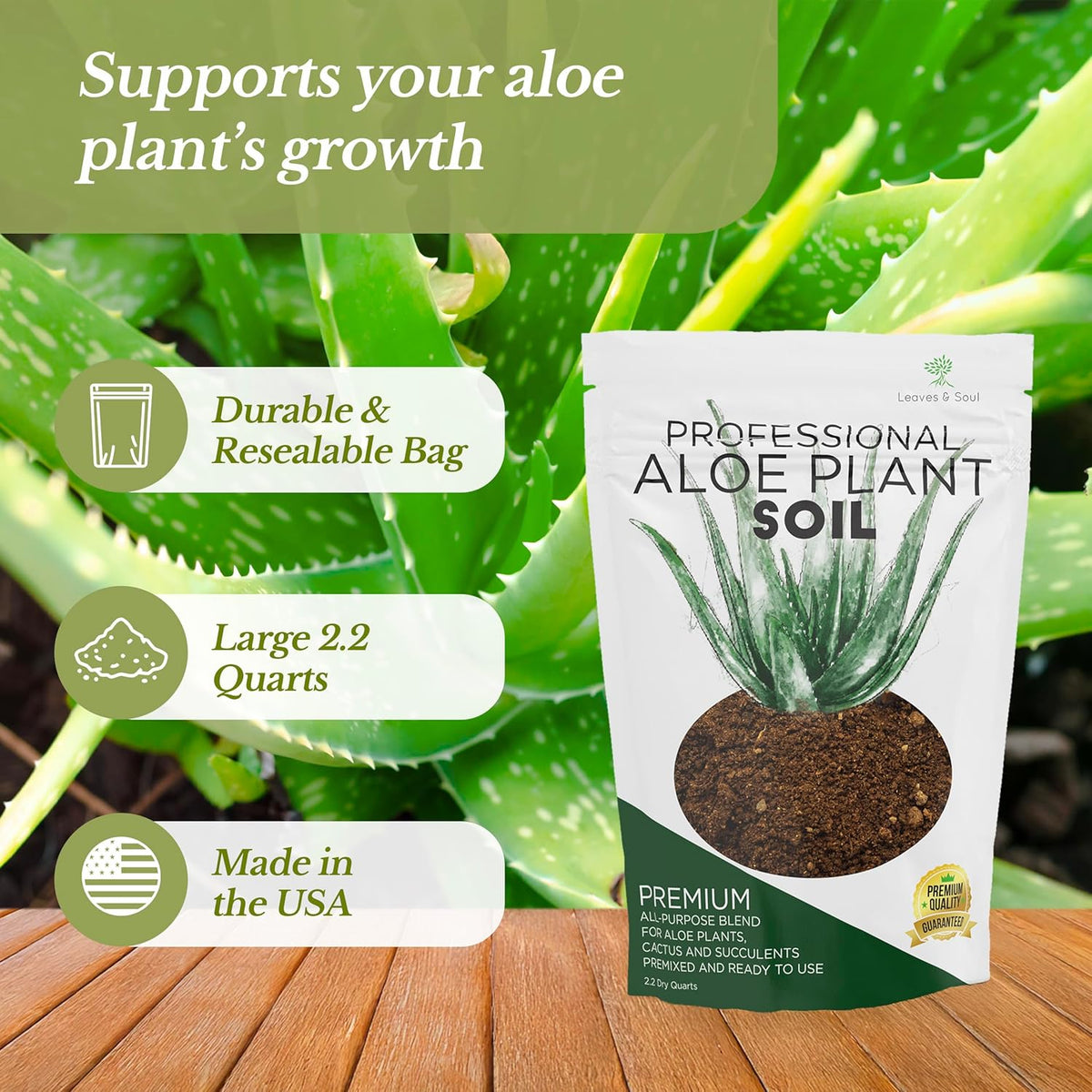 Professional Aloe Plant Soil | Premium All Purpose Blend | Large 2.2 Quarts | Ready to Use for