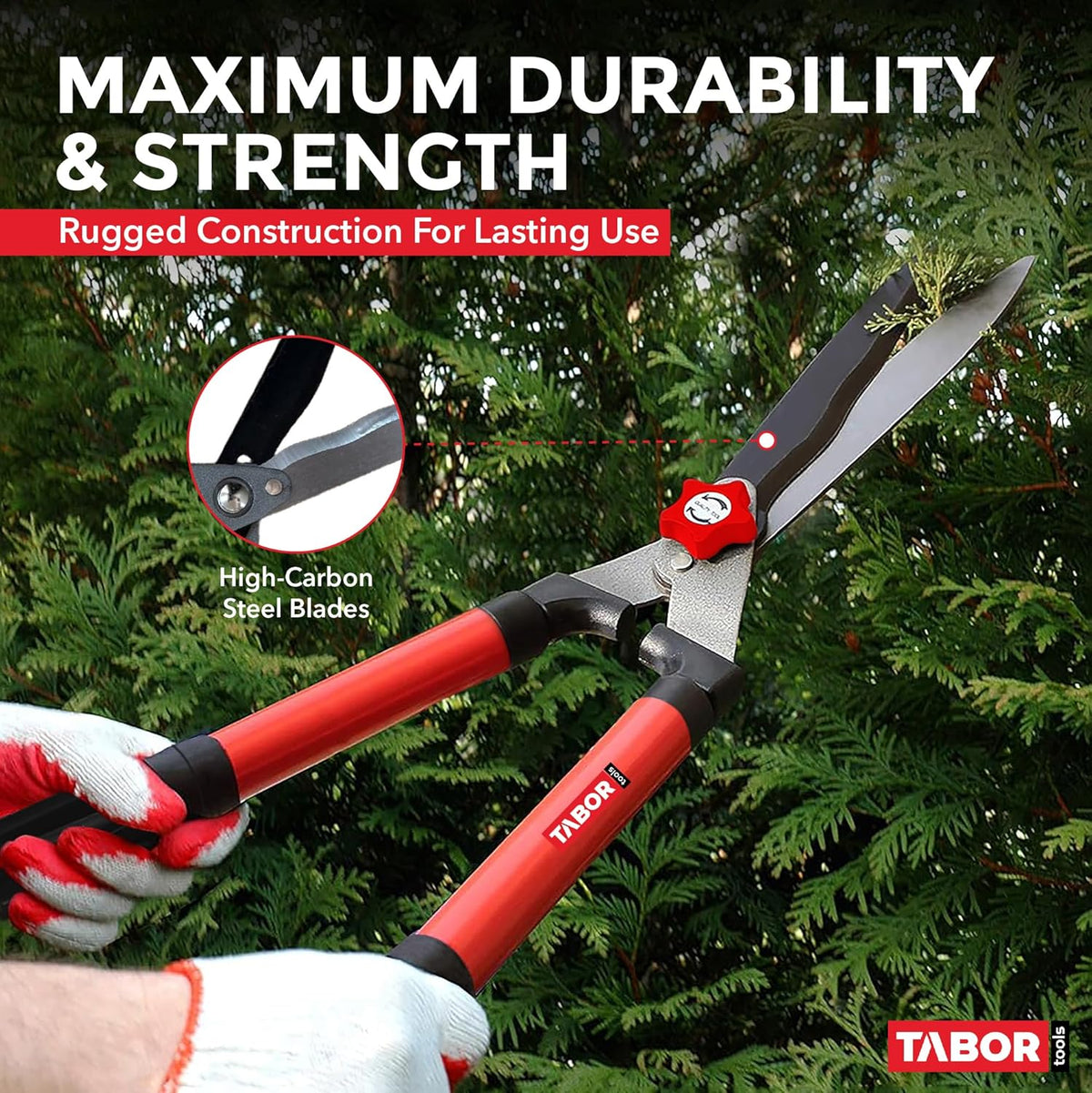 TABOR TOOLS B620A Hedge Shears with Wavy Blade for Trimming Borders, Boxwood, and Bushes, Manual