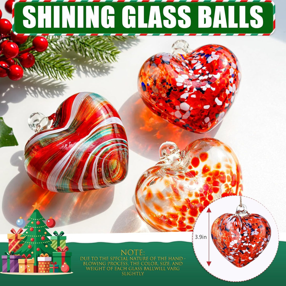 Hand Blown Glass Gazing Balls for Garden Love Heart Hanging Friendship Balls Christmas Ball