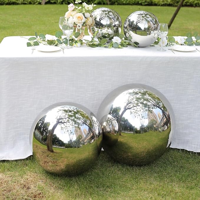 Balsa Circle 16 in Silver Stainless Steel Globe Gazing Reflective Mirror Balls Outdoor Garden Decor