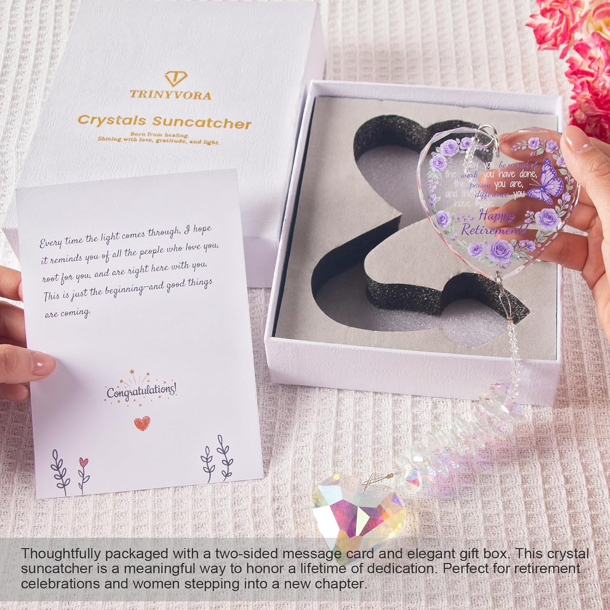 Crystal Suncatcher Retirement Gift for Women, Happy Retirement Gifts for Teacher Nurse Coworker