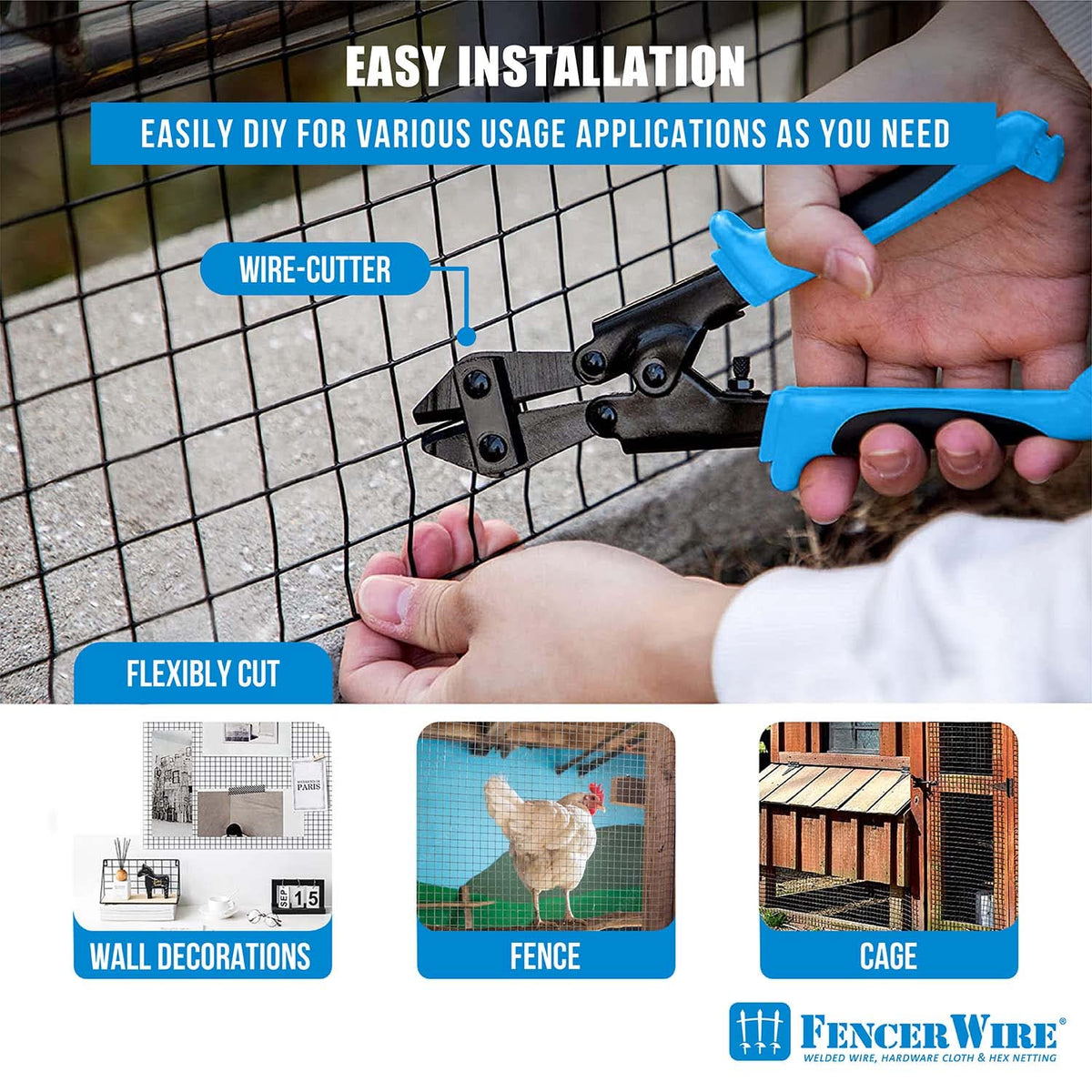 Fencer Wire 16 Gauge Hardware Cloth, Black Vinyl Coated Welded Wire Mesh, Chicken Coop Wire Fence