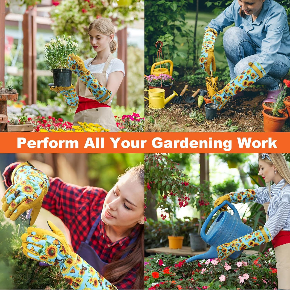 DLY Gardening Gloves for Women, Rose Gloves Gardening Thorn Proof, Long Garden Gloves for Women