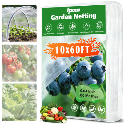 10 X 60FT Garden Mesh Netting Ultra Fine Mesh Netting Pest Barrier, Insect Bug Bird Netting for