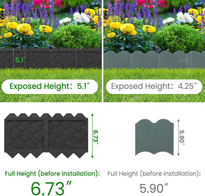 BLACKVINE 20Pcs 20ft (5'' Exposed Height) Plastic Landscape Edging Border,Flowerbed Garden Border