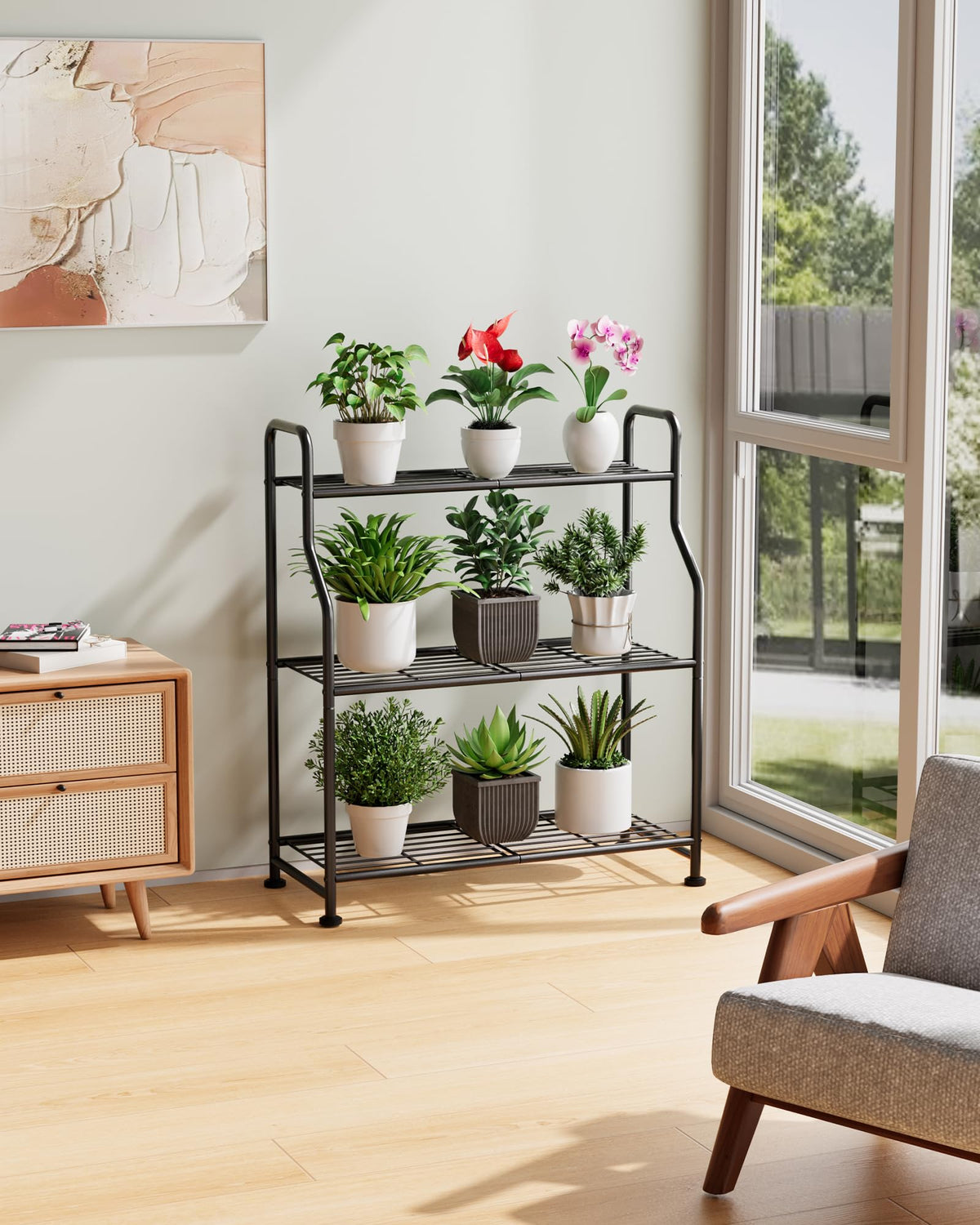 Kitsure 3-Tier Plant Stand Indoor & Outdoor, 27" x 11.4" x 29.3", Black