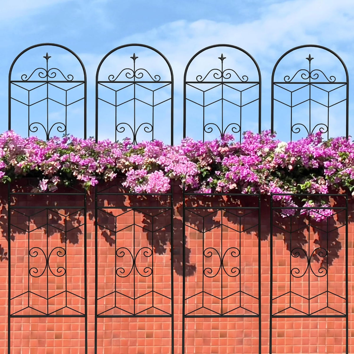 4 Pack Metal Garden Trellis 71" Tall Outdoor Climbing Plant Support for Roses, Flowers, Rustproof