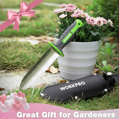 WORKPRO Hori Hori Garden Knife, 7" Stainless Steel Blade with Cutting Edge, Garden Tools with