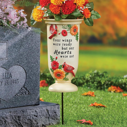 BAYN Grave Decorations for Cemetery, Cardinal Vases with Spikes for Garden Decorations Waterproof