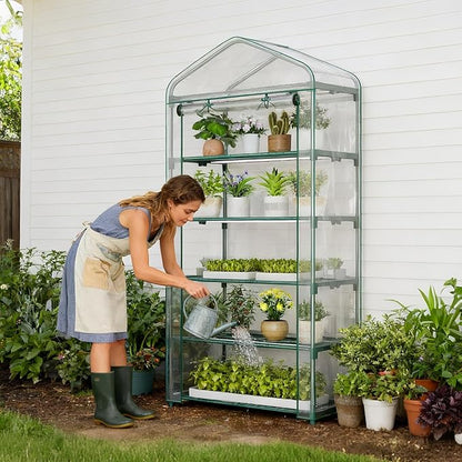 Indoor Greenhouse with Grow Light, 5-Tier Mini Greenhouse 35.4"x19"x74.8" Small Greenhouse with