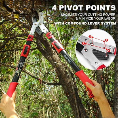 HAUTMEC Anvil Loppers for Tree Trimming Heavy Duty, Extendable 27-37'' Garden Bypass Loppers with