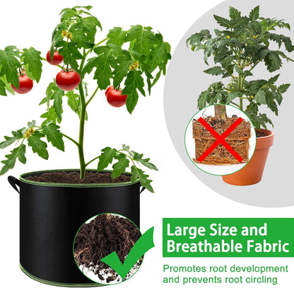 NACHLYNN 5-Pack 15 Gallon Grow Bags Thickened Nonwoven Fabric Pots Heavy Duty Aeration Fabric Pots