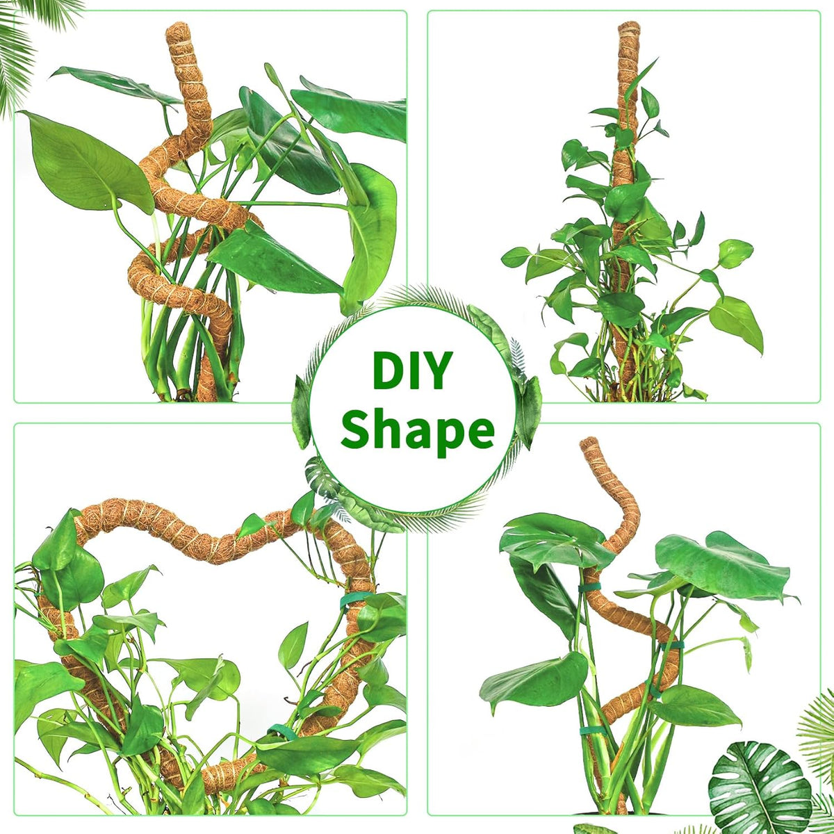 2 Pack Moss Pole, 47-Inch Moss Poles for Plants Monstera,Bendable Plant Support Stakes for Climbing