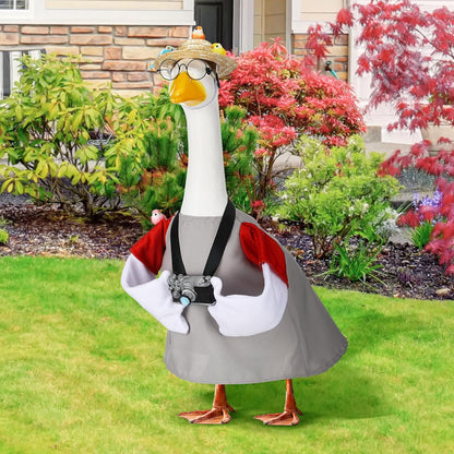 Geyoga Goose Outfit for 23 Inch Cement Plastic Porch Bird Watching Theme Goose Clothe Gift for Bird