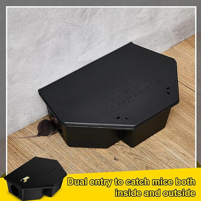 Qualirey 4 Pcs Rat Bait Station with Keys 13.58 x 8.98 x 3.35 Inch Rodent Station Rat Traps, Keeps