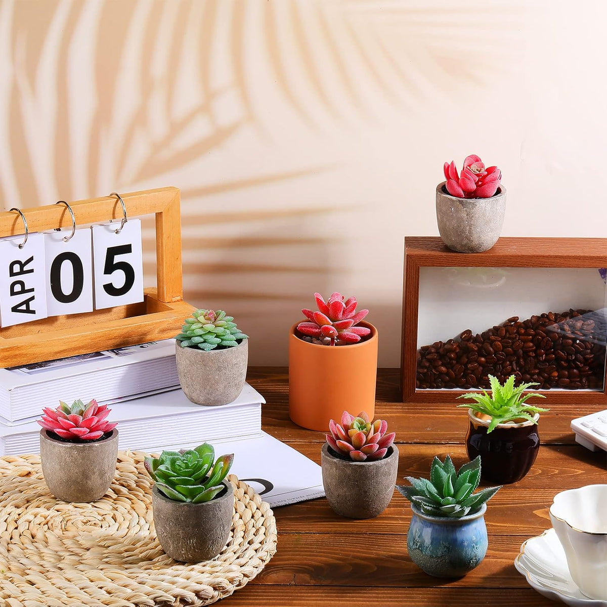 WILLBOND 50 Pcs Bulk Mini Artificial Succulents Plants Assorted Unpotted Realistic Plants Fake