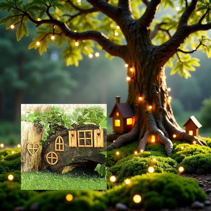 6Pcs Wooden Fairy Garden Door, Blank Door House and Windows Ornaments Tree Statues for Trunk Yard
