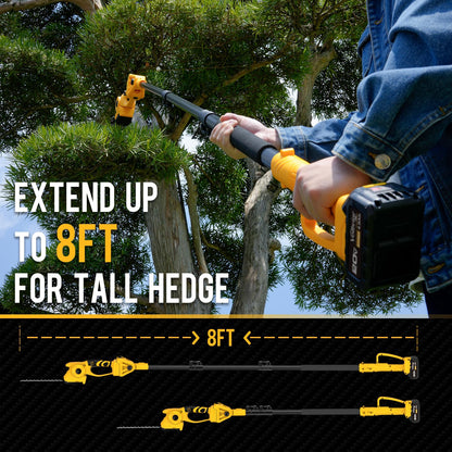 Volbriar 2-in-1 Cordless Pole Hedge Trimmer & Grass Shear, 14FT Reach