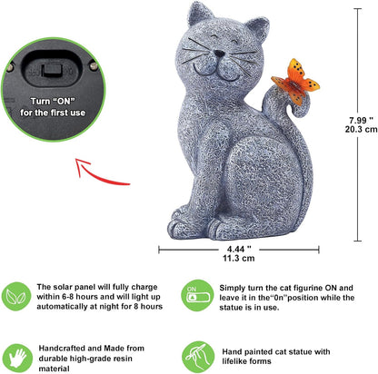 Nacome Cat Outdoor Statues for Garden: Outside Decor with Butterfly Clearance for Yard Art Lawn